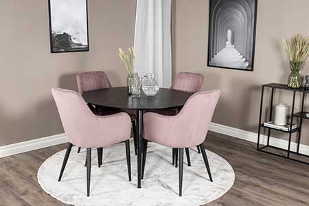 CHAISE DE TABLE DESIGN EN VELOURS ROSE